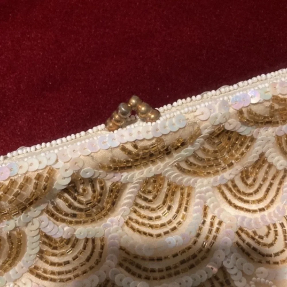 Vintage Iridescent and Gold Beaded Clutch